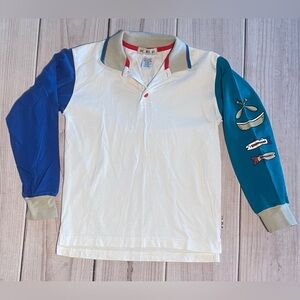 Vintage Gymboree 90s Long Sleeve Polo Size XXL Row Boat & Fish On Sleeve